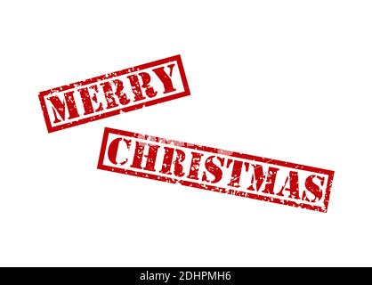 Red grunge stamp with text Merry Christmas written inside the stamp. Christmas vector stamps on white background Stock Vector