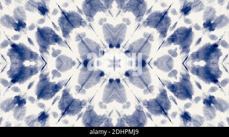 Seamless indigo dirty art. Contemporary art. Trendy tie dye pattern. Abstract art background. Watercolor abstract artistic wallpaper. Repeat watercolo Stock Photo