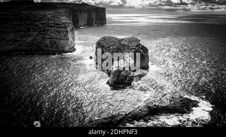Aerial view over Dwerja Bay on the island of Gozo Malta Stock Photo