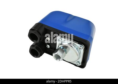 Automatic pressure switch Ral for water pump, Electric coil, for water supply station. For pumping water. isolated on a white background. Stock Photo