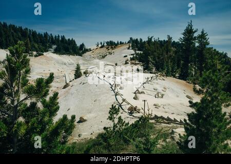 Bumpass Hell boardwalk Trail at Lassen Volcanic National Park, California Stock Photo