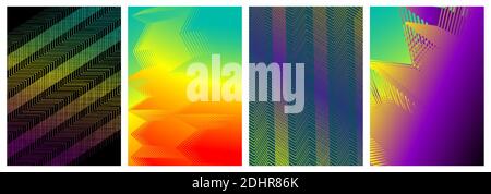 Digital colorful covers, templates, posters, placards, brochures, banners, flyers. Tredny striped geometric background design collection with gradient Stock Vector