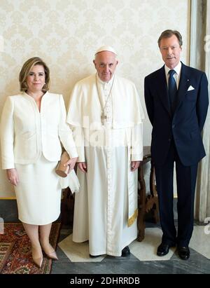 Pope Francis meets with Luxembourg's Grand Duke Henri , Grand Duchess Maria Teresa during a private audience at the Vatican on March 21, 2016. Photo by ABACAPRESS.COM Stock Photo