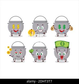 Cauldron bottle cartoon character with cute emoticon bring money. Vector illustration Stock Vector