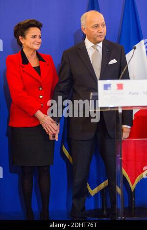 MARIE CLAIRE FABIUS, LAURENT FABIUS, ANCIEN MINISTRE DES AFFAIRES ETRANGERES - PASSATION DE POUVOIR AU QUAI D'ORSAY, MINISTERE DES AFFAIRES ETRANGERES Photo by Nasser Berzane/ABACAPRESS.COM Stock Photo