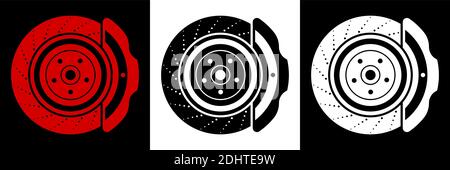 car brake disc icon. Brake pads, car parts. Car maintenance in the workshop. Vector in a flat style Stock Vector