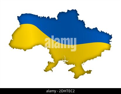 borders Of Ukraine in colors of national Ukrainian flag. Independence Day. Basis of festive banner, layout. Vector on a white background Stock Vector