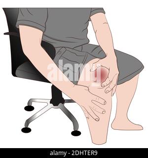 graphics image Tendon bone knee joint problems on leg vector illustration Stock Vector