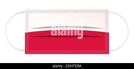 Icon, medical mask in Poland flag colors. Respiratory protection. Isolated vector on white background Stock Vector