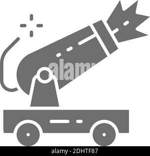 Vector circus cannon grey icon. Isolated on white background Stock Vector