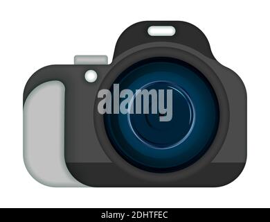 Volumetric camera icon. World Photography Day August 19th. Selfies and photo albums. Vector on a white background Stock Vector