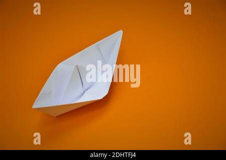 paper ship isolated on white background Stock Photo