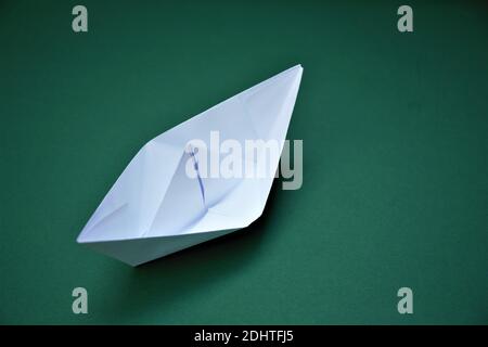 paper ship isolated on white background Stock Photo