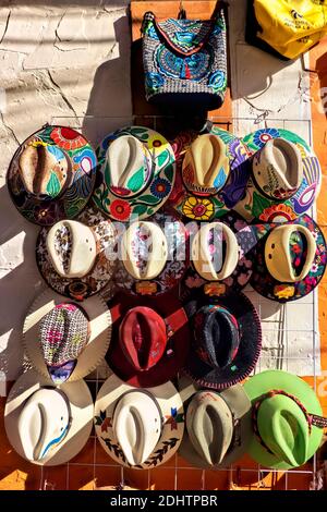 Hats for sale, Xilitla, San Luis Potosi, Mexico Stock Photo