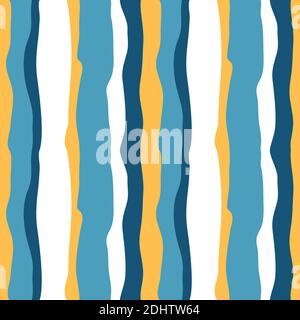 Yellow blue stripe vector seamless pattern. Elegant striped background. Blue yellow print for home textile and kitchen decor. Autumn seasonal Thanksgi Stock Vector