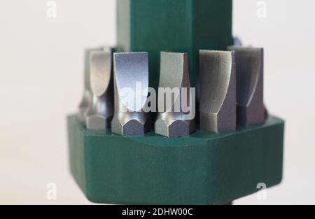 Screwdriver bits in a bit holder set Stock Photo