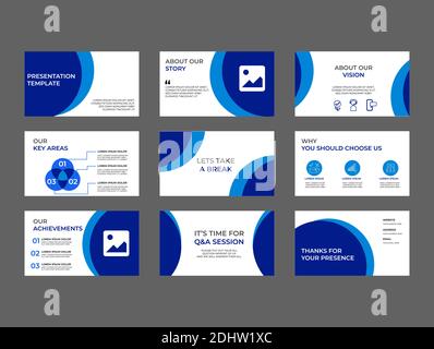 Company investment presentation, Pitch decks vector template. Abstract Blue presentation slide design, Info graphic Vector Banner Template Set Stock Vector