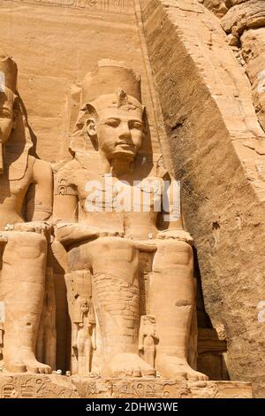 Höhepunkt einer Ägyptenreise. Der Felstempel in Abu Simbel. Pharao Ramses II., Stock Photo