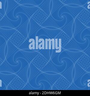 Seamless tile with linear spirals balls in blue. Can be used for cover, advertising, wallpaper, tiles, packaging. Stock Vector
