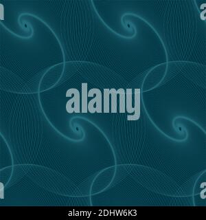 Seamless tile with linear spirals balls in dark green. Can be used for cover, advertising, wallpaper, tiles, packaging. Stock Vector
