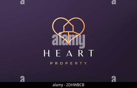 love property logo concept with feminine and luxurious style Stock Vector