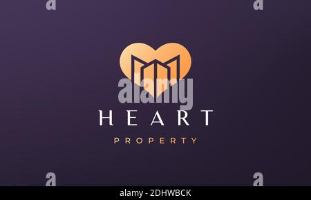 abstract love property logo concept with simple and modern style Stock Vector