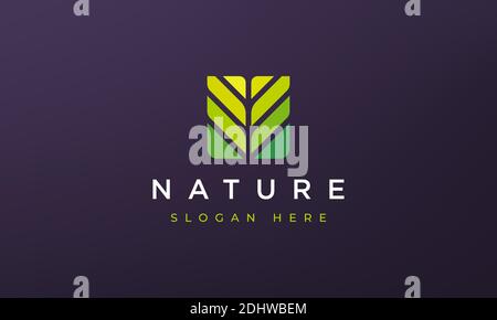 abstract square leaf geometry logo concept in simple dan modern shape Stock Vector