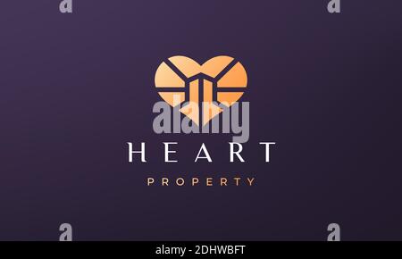 abstract love property logo concept with simple and modern style Stock Vector