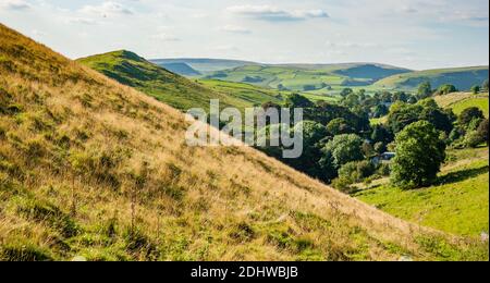 Parkhouse Hill and the Staffordshire Moorlands from the slopes of High Wheeldon near Longnor in the Derbyshire Peak District UK Stock Photo