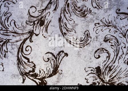 Distressed Fabric Texture Background with Seamless Floral Pattern Stock Photo