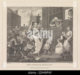 The Enraged Musician, Thomas Cook, 1744–1818, British, after William Hogarth, 1697–1764, British, 1806, Engraving Stock Photo