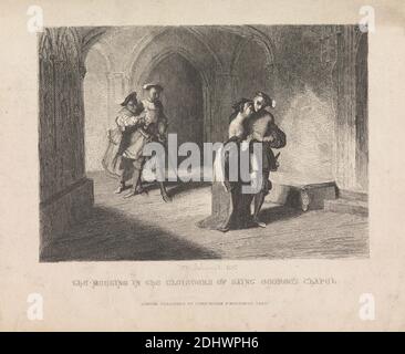 The Meeting in the Cloisters of Saint George's Chapel, Tony Johannot, 1803–1852, French, 1842 Stock Photo