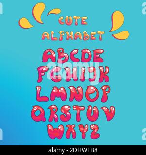 Cute English Alphabet in Bright Colors Stock Vector
