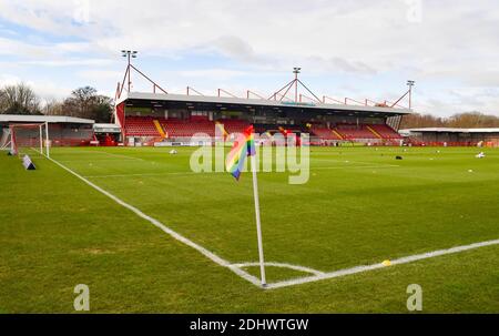 Crawley UK 12th December 2020 - Quiet before the Sky Bet EFL League Two match between Crawley Town and Barrow AFC  at the People's Pension Stadium - Editorial use only. No merchandising.  - for details contact Football Dataco  : Stock Photo