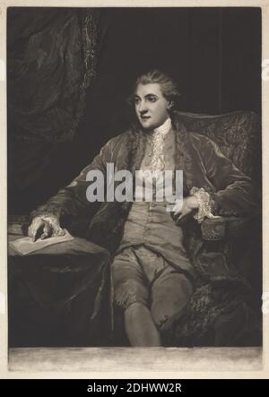 William Robert, second Duke of Leinster, Print made by John Dixon, ca. 1740–1811, Irish, after Sir Joshua Reynolds RA, 1723–1792, British, 1774, Mezzotint on medium, slightly textured, cream laid paper, Sheet: 23 × 15 1/2 inches (58.4 × 39.4 cm), Plate: 20 × 14 inches (50.8 × 35.6 cm), and Image: 18 5/8 × 14 inches (47.3 × 35.6 cm Stock Photo