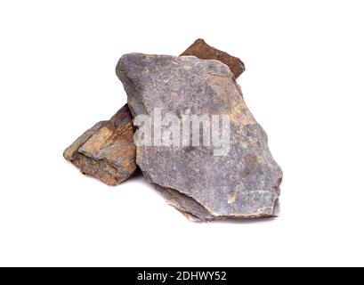Slate stone rock isolated on white background Stock Photo