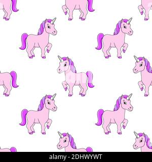 Colored cartoon seamless pattern. Cartoon style. Hand drawn. Vector illustration isolated on white background. Stock Vector