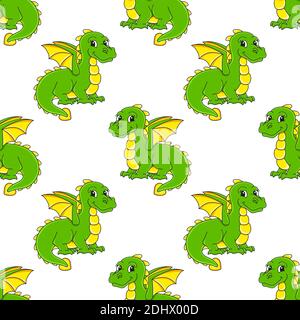 Colored cartoon seamless pattern. Cartoon style. Hand drawn. Vector illustration isolated on white background. Stock Vector