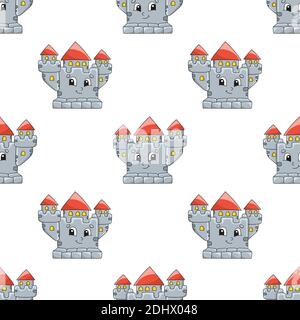 Colored cartoon seamless pattern. Cartoon style. Hand drawn. Vector illustration isolated on white background. Stock Vector