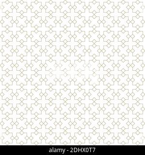 Seamless geometric pattern. Crosses and squares . Fine lines. Golden color. Stock Vector