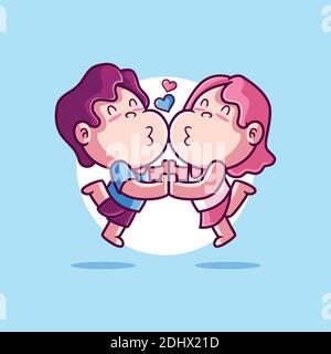 cute couple in love kissing Stock Vector
