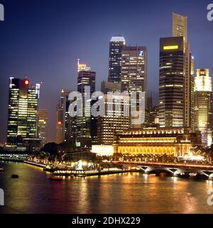 Skyline von Singapur bei Nacht, China, Asien, Stock Photo