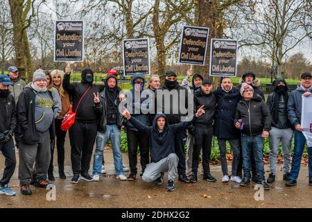 London, UK. 12th Dec, 2020. A group calling themselves the UK Freedom Alliance chant Brexit and Freedom before the start - A small Anti Lockdown protest starts at Speakers Corner in Hyde Park. They question whether the whole covid pandemic is a hoax and believe the scientists, who agree with them, are shut out of the media. They also believe are freedoms are being heavily restrained. Credit: Guy Bell/Alamy Live News
