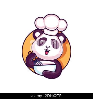 cute chef panda cooking icon Stock Vector