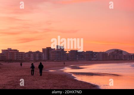 viewof the beach of laredo in the north of spain at sunset Stock Photo