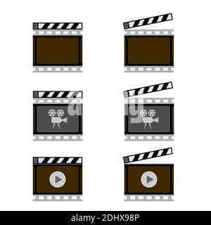 Set of Movie Icon with Slapstick Isolated on White Background Stock Vector