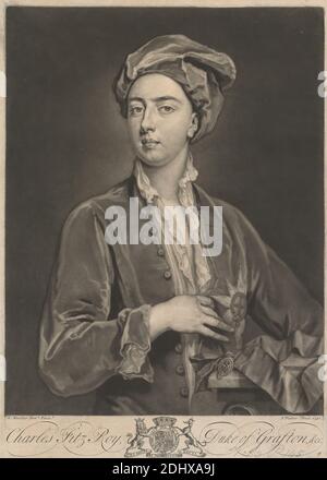 Charles FitzRoy, 2nd Duke of Grafton, John Faber the Younger, ca. 1695–1756, Netherlandish, active in Britain, after Sir Godfrey Kneller, 1646–1723, German, active in Britain (from 1676), 1731, Mezzotint on medium, slightly textured, beige, laid paper, Sheet: 14 1/4 × 10 5/16 inches (36.2 × 26.2 cm), Plate: 13 15/16 × 9 7/8 inches (35.4 × 25.1 cm), and Image: 12 9/16 × 9 7/8 inches (31.9 × 25.1 cm Stock Photo