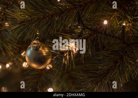 Close up picture of a golden Christmas ornament Stock Photo