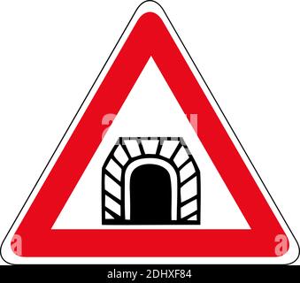 tunnel ahead road sign. sign tunnel icon. Vector road tunnel icon. Warning signs. traffic training. traffic rules. Traffic signs. road signs Stock Vector