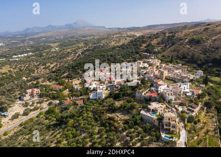 Aerial view of the village of Maroulas near Rethymno in Crete, Greece Stock Photo